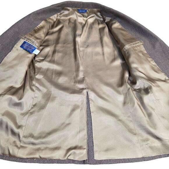 VINTAGE Pendleton Wool Herringbone Plaid Pleated Back Blazer Size 40 Sport Coat - Picture 10 of 16